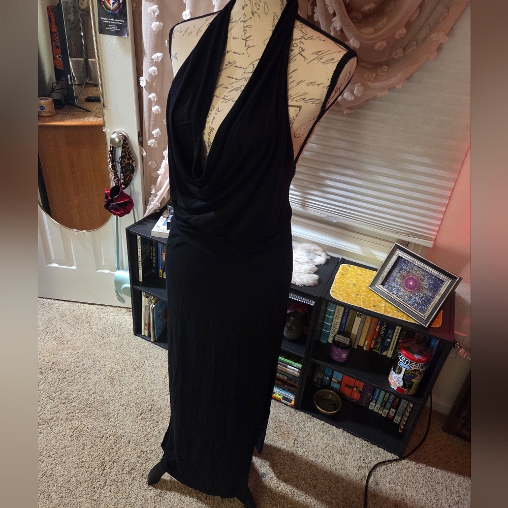 Elegant Black Halter Dress